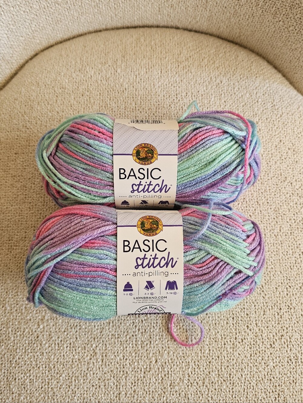NWT 2 Skein Bundle Lion Brand Basic Stitch Multi-Color Yarn - Critter Craze